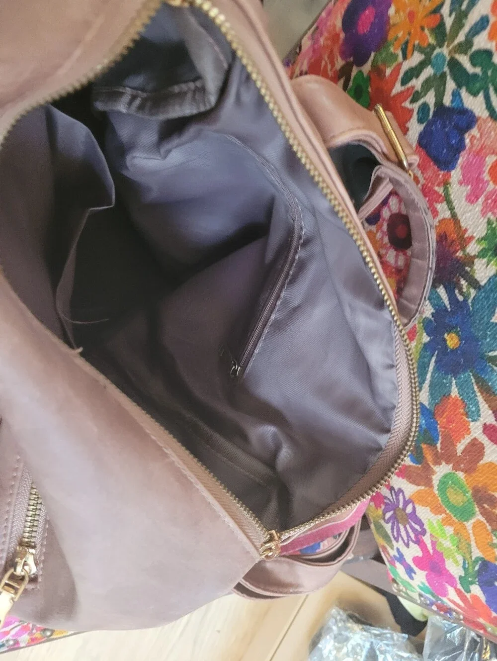 Woven Strap Faux Leather Backpack - Rose Brown